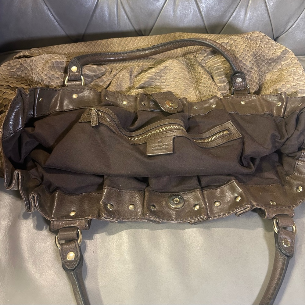 Gucci Studded Python Snake Leather Pelham Slouchy Shoulder Tote Bag Exotic Rare - Picture 16 of 16